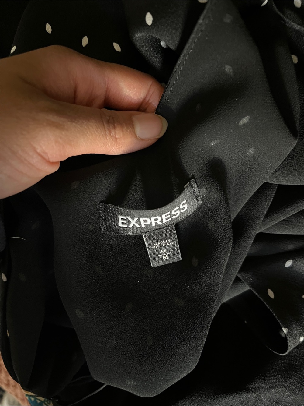 Express size Medium Black Polka Dot V-Neck Spaghetti Strap Top - Picture 8 of 8